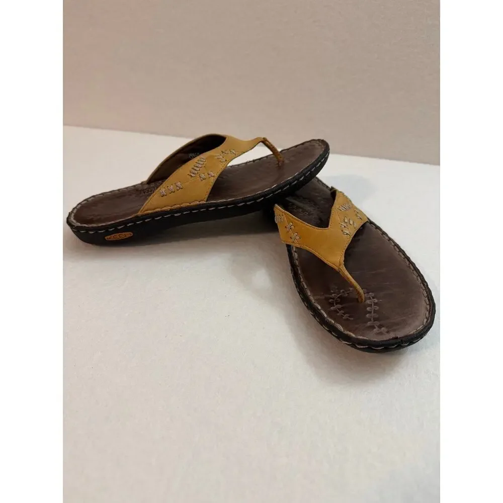Keen Cush Women's Leather Thong Sandals Flip Flops Brown Size 10M